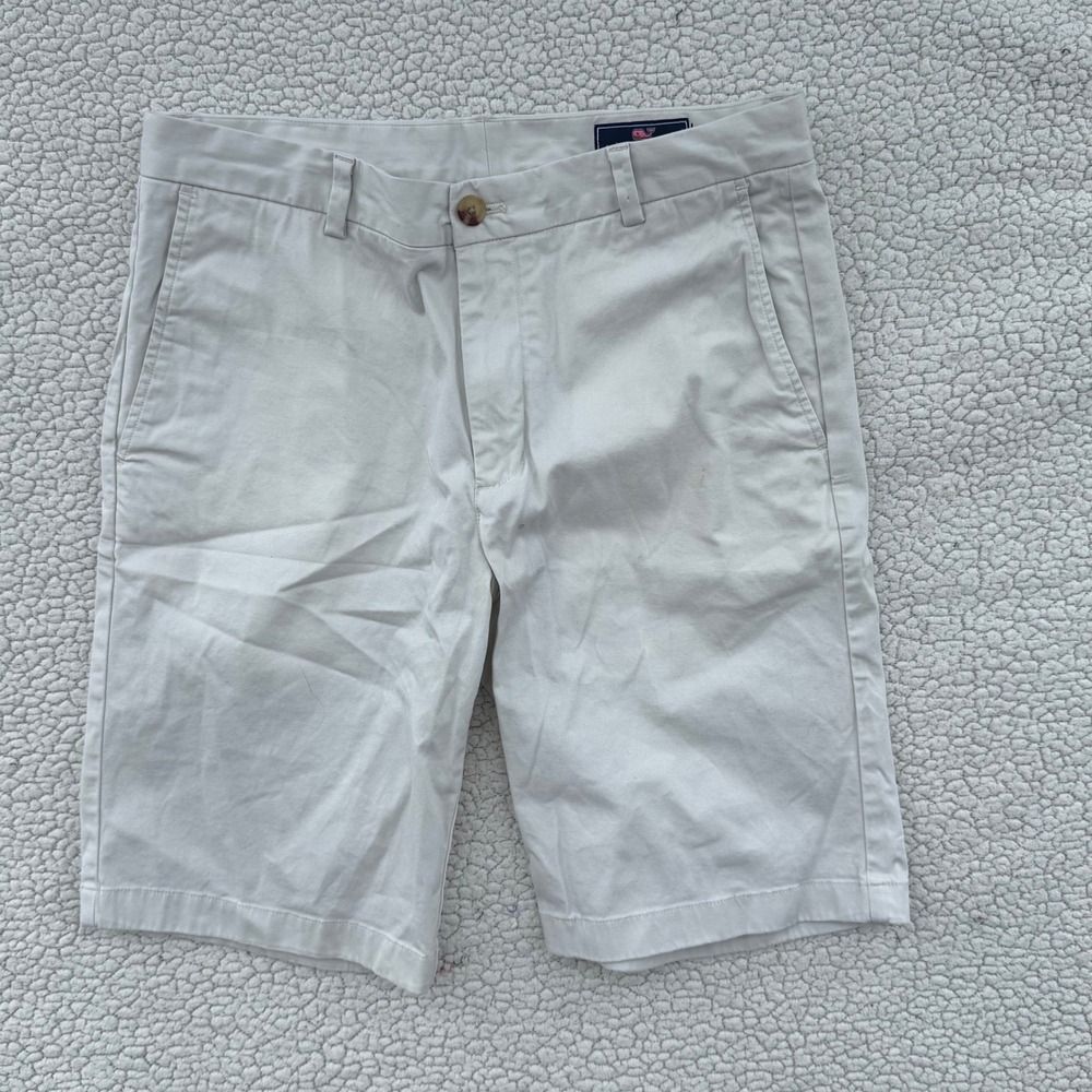 Vineyard‎ Vines Breaker Shorts Mens 33 Stone White Cotton Blend StrBA-MBOT-0015
